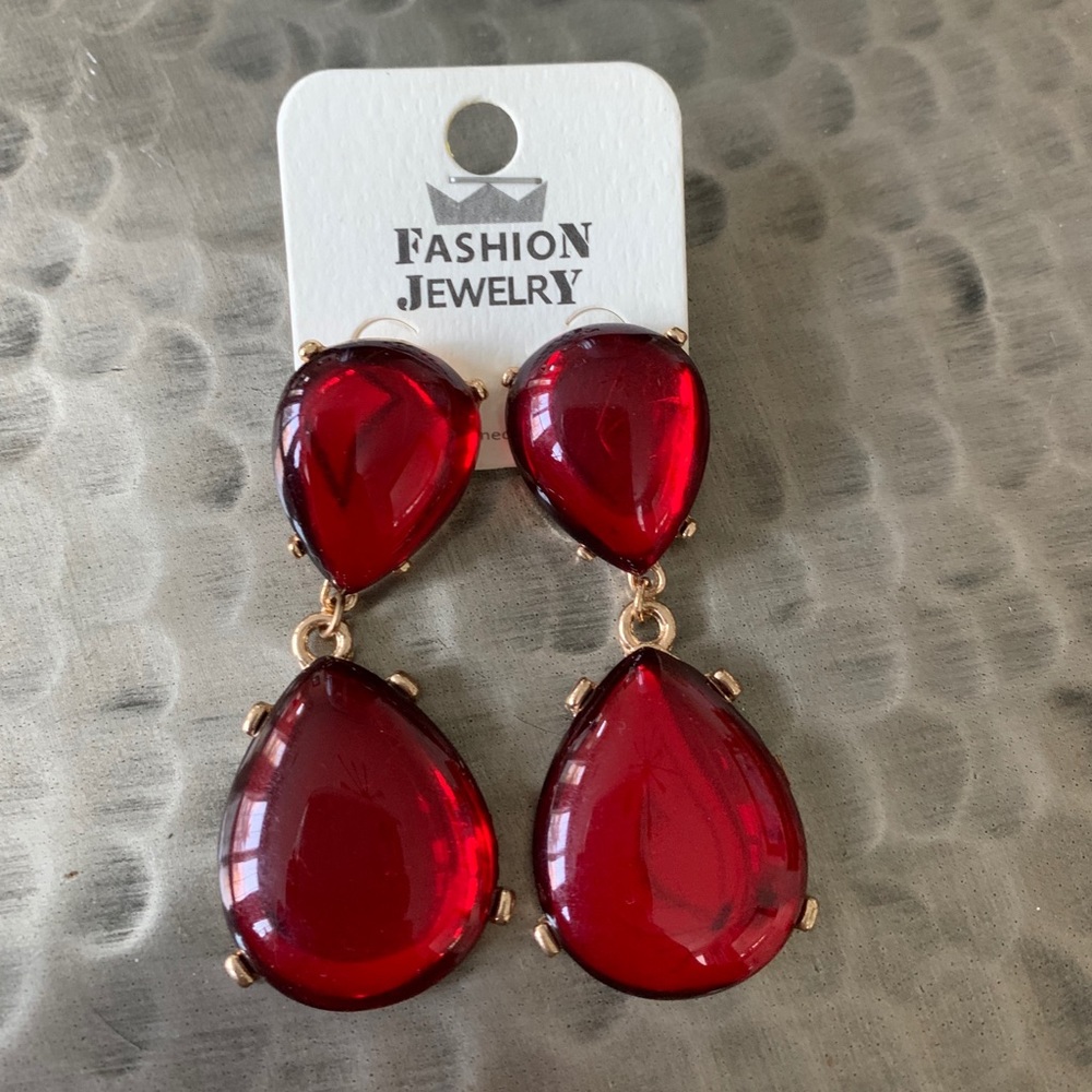 Red gemstone earrings